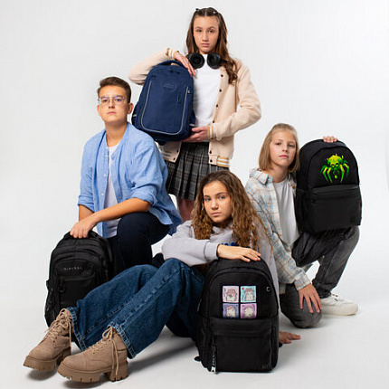Рюкзак BRAUBERG FASHION CITY универсальный, 2 отделения, "Green Spider", черный, 46х31х15 см, 273839