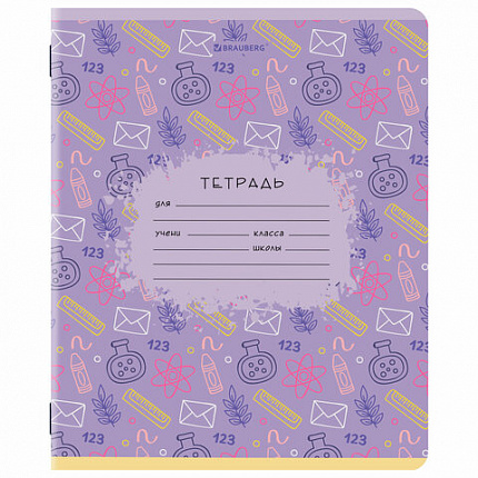 Тетрадь 12 л. BRAUBERG клетка, обложка картон, ПАТТЕРН, 107267