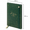Блокнот B6 130x184мм BRAUBERG "Stellar", под кожу, 80 листов, фольга, резинка, клетка, зеленый, 118653