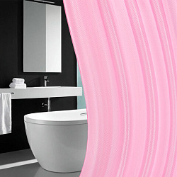 Шторка для ванной ПОЛИЭСТЕР, 180х200 см, кольца в комплекте, РОЗОВЫЙ БРИЛЛИАНТ, PRIMILA (ПРИМИЛА), 700098