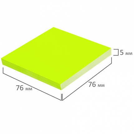 Блок самоклеящийся (стикеры) бесклеевые электростатические BRAUBERG 76х76 мм, 100 листов, желтые, 115210