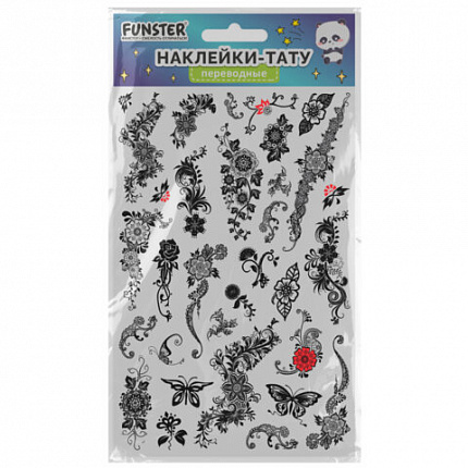 Наклейки-тату переводные "Ассорти", 29х15,5 см, ассорти 12 видов, FUNSTER (ФАНСТЕР), 666106