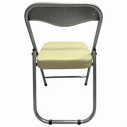 Стул складной для дома и офиса РС04К комфорт, серебристый каркас, кожзам бежевый