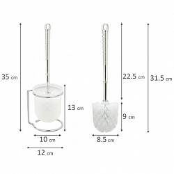 Ершик для унитаза с подставкой, маталл + пластик, хромированный, LAIMA, 607426