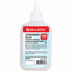 Клей канцелярский силикатный BRAUBERG "Standard" (для бумаги, картона) 110 г, 228416
