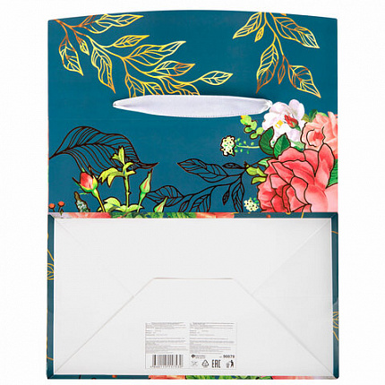 Пакет-коробка подарочный (1 штука) ассорти "Цветы", 22,5х13,5х20 см, тиснение фольгой, ламинация 90077, 90078, 90077