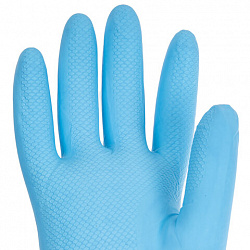 Перчатки МНОГРАЗОВЫЕ нитриловые LAIMA ГИПОАЛЛЕРГЕННЫЕ, хлопчатобумажное напыление, ПРОЧНЫЕ, размер L (большой), синие, вес 40 г, 604999