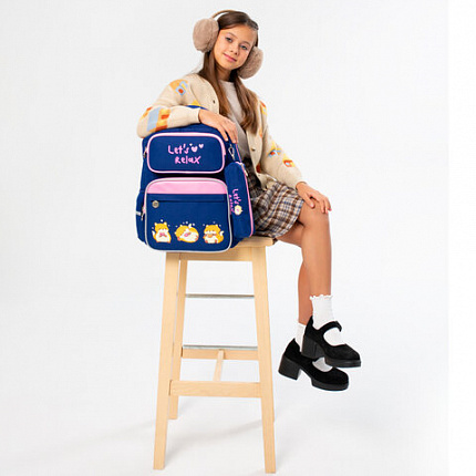 Рюкзак ЮНЛАНДИЯ COMPLETE с пеналом в комплекте, эрго-спинка, "Relaxing cats", 42х29х14 см, 273121