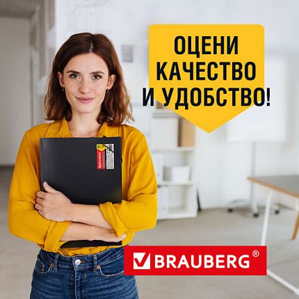 Папка на резинках BRAUBERG "Business", А4, 13 отделений, пластиковый индекс, черная, 0,5 мм, 224147