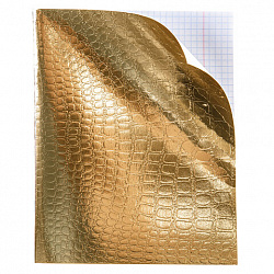 Тетрадь бумвинил А5 96 л., скоба, офсет №1, клетка, с полями, HATBER, ЗОЛОТО, "Metallic", тиснение CROCO, 072798, 96Т5бвВ1