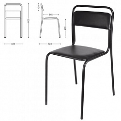 Стул для посетителей СМ 7/7-02, черный каркас, кожзаменитель черный, К-01, СМ 7/7-02 К-01