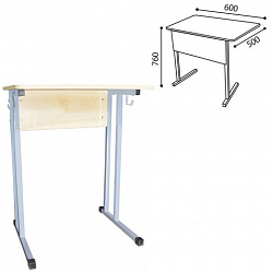 Стол-парта 1-местный нерегулируемый "Умник", 600х500х760 мм, рост 6, серый каркас, ЛДСП клён