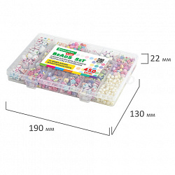 Набор для создания бижутерии и украшений BEADS SET, 450 элементов, 24 вида, BRAUBERG KIDS, 664695