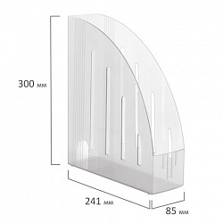 Лоток вертикальный для бумаг BRAUBERG "Energy" (241х85х300 мм), эргономичная форма, прозрачный, 231555