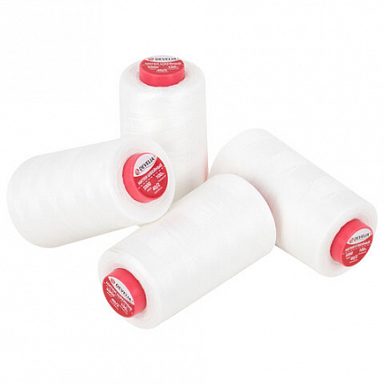 Нитки швейные 40/2 5000 ярд. (4572 м), Набор 4 белых, DEVELIA (Девелиа), 665427