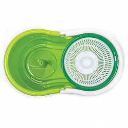 Швабра с отжимом и ведром 7л/5л, отжим центрифуга / рукоятка, 2 круглые насадки, крепление кольцо, зеленый, LAIMA 603624