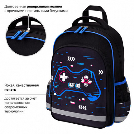 Рюкзак ПИФАГОР SCHOOL, 1 отделение, 3 кармана, "Геймер", 38x28х14 см, 273172