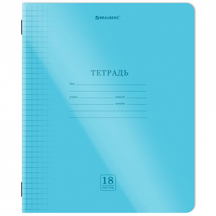 Тетрадь пластиковая обложка (НЕОН) 18 листов, клетка, BRAUBERG "Smart Cover", АССОРТИ (микс в спайке), 405032