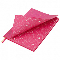 Блокнот B6 130x184мм BRAUBERG "Stellar", под кожу, 80 листов, фольга, резинка, клетка, розовый, 118654