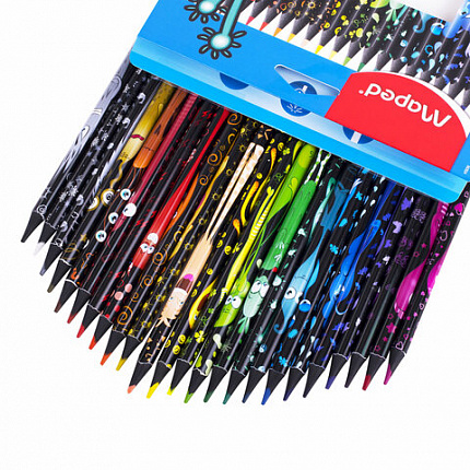 Карандаши цветные MAPED "COLOR PEP'S Black Monster", набор 24 цвета, пластиковый корпус, 862624