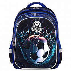 Рюкзак BRAUBERG KIDS FLOSSY, 2 отделения, 3 кармана, "Футбольный клуб", объемный дизайн, 40х28х18 см, 273181