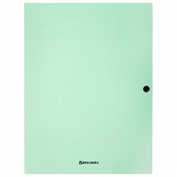 Папка на кнопке пластиковая BRAUBERG "PASTEL", А4, 3 клапана, 600 мкм, цвета ассорти, 272886