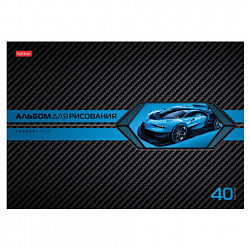Альбом для рисования А4 40 л., скоба, выборочный лак, HATBER, 205х290 мм, "AutoCarbon", 085129, 40А4вмВ