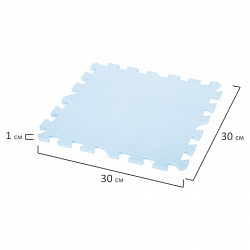 Коврик-пазл напольный 0,9х0,9 м, мягкий, синий, 9 элементов 30х30 см, толщина 1 см, ЮНЛАНДИЯ, 664662