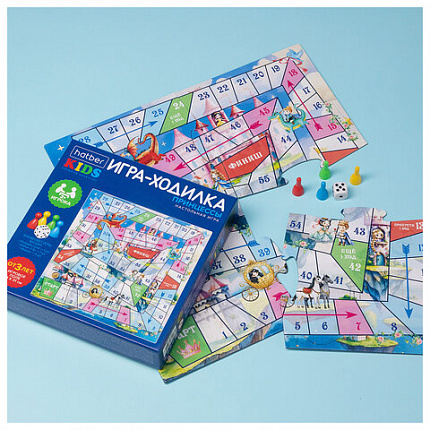 Игра-ходилка настольная детская, АССОРТИ, 5 сюжетов, HATBER
