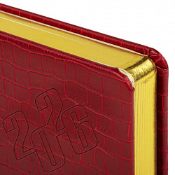 Ежедневник датированный 2026, А5, 138x213 мм, BRAUBERG "Comodo", под кожу, красный, 117048