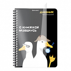 Дневник читательский А5, 58 листов, гребень, пластиковая обложка, картон, BRAUBERG, "МИКС", 118528