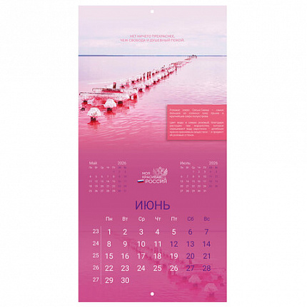 Календарь настенный перекидной 2026 г., BRAUBERG, 12 листов, 28,5х28,5 см, "Природа России", 116926