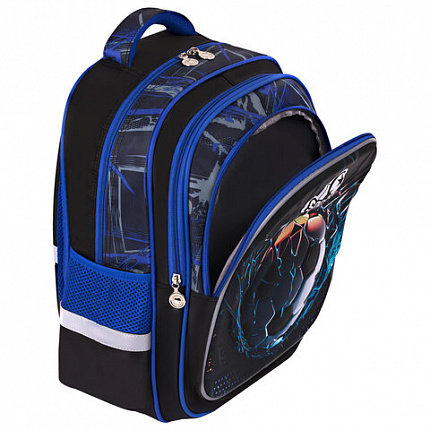 Рюкзак BRAUBERG KIDS FLOSSY, 2 отделения, 3 кармана, "Футбольный клуб", объемный дизайн, 40х28х18 см, 273181