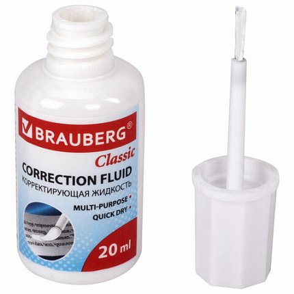 Корректирующая жидкость 20 мл ВЫГОДНАЯ УПАКОВКА, КОМПЛЕКТ 2 штуки в пакете, BRAUBERG, 271919