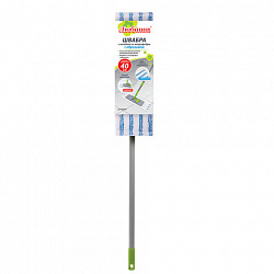 Швабра с флаундером 40 см, телескопический черенок 70-120 см, еврорезьба, МОП микрофибра/абразив (тип К), ЛЮБАША, 605029