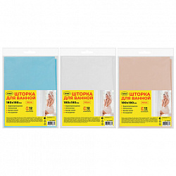 Шторка для ванной PEVA, 180х180 см, кольца в комплекте, цвет ассорти (белый, голубой, коричневый), WBZ (ВБЗ), 700067