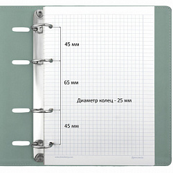 Тетрадь на кольцах А5 (180х220 мм), 120 листов, под кожу, клетка, BRAUBERG "Joy", бирюзовый/серо-голубой, 129993