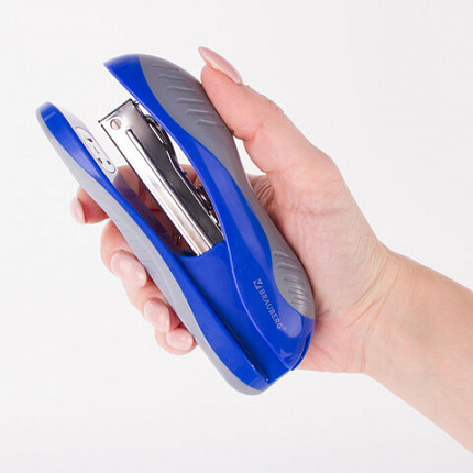 Степлер №24/6, 26/6 BRAUBERG "JET", до 25 листов, эргономичный, сине-серый, 229689