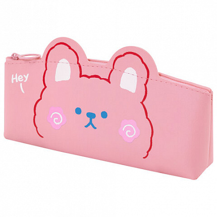 Пенал ЮНЛАНДИЯ ЮНИОР, 1 отделение, искусственная кожа, "Pink bear", 20х9х7 см, 273818