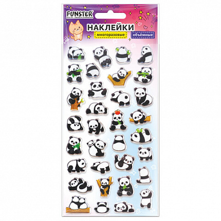 Наклейки объемные зефирные и гелевые 17,5х9,5 см, ассорти 12 видов, FUNSTER (ФАНСТЕР), 666677