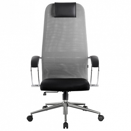 Кресло офисное BRABIX PREMIUM "Ultimate EX-800" хром, плотная двойная сетка Х2, черное/серое, 532912