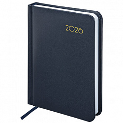 Ежедневник датированный 2026, МАЛЫЙ ФОРМАТ 100х150 мм, А6, BRAUBERG "Select", балакрон, темно-синий, 117259