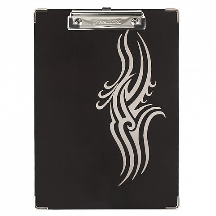 Доска-планшет BRAUBERG "Black Jack" с прижимом А4 (226х315 мм), картон/ламинированная бумага, ЧЕРНАЯ, 232236