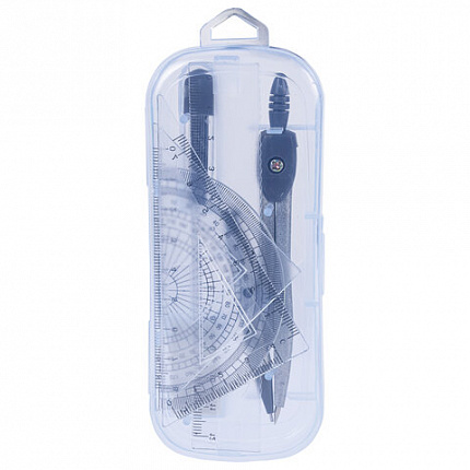 Готовальня ПИФАГОР 8 предметов: циркуль 120 мм, чертежные принадлежности, пластиковый пенал, 210860