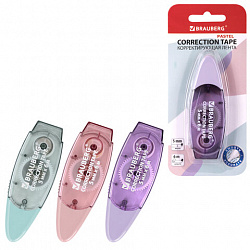Корректирующая лента BRAUBERG PASTEL, 5 мм х 6 м, ассорти, блистер, 272666