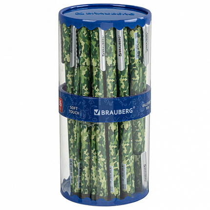 Ручка шариковая BRAUBERG SOFT TOUCH STICK "KHAKI", СИНЯЯ, мягкое покрытие, узел 0,7 мм, 143703