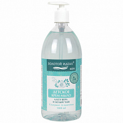 Мыло-крем жидкое гипоаллергенное 1 л, ЗОЛОТОЙ ИДЕАЛ KIDS "Алоэ-вера и белый чай", дозатор, 609431