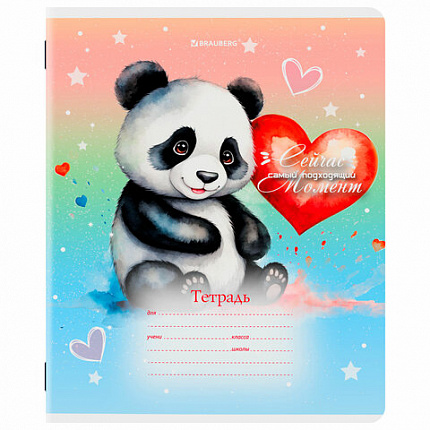 Тетрадь 12 л. BRAUBERG клетка, обложка картон, ЗВЕРУШКИ, 107264