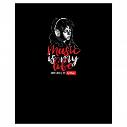 Тетрадь А5 48 л. HATBER, скоба, клетка, выборочный лак, "Music is my life" (микс в спайке), 091471, 48Т5вмВ1
