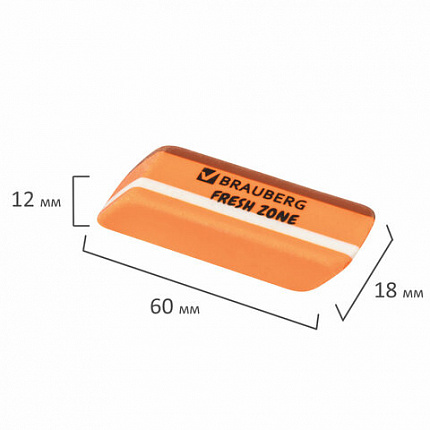 Ластик большой BRAUBERG "Fresh Zone", 60х18х12 мм, цвет ассорти, прямоугольный, скошенный, 228717